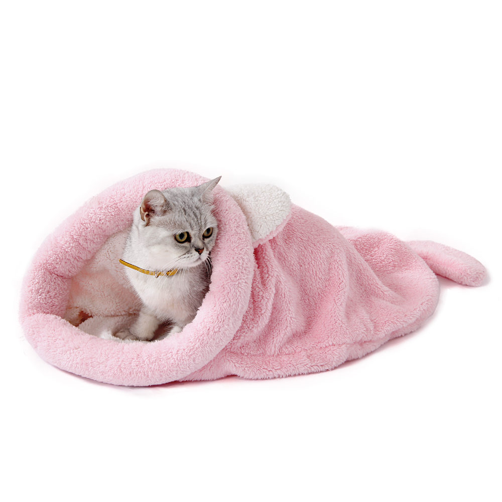 Cama para perro gato, saco de dormir de cuatro colores, cálido, cómodo, nido de cachorro de invierno, cojín en forma de estera, bonito, apto para mascota pequeña mediana