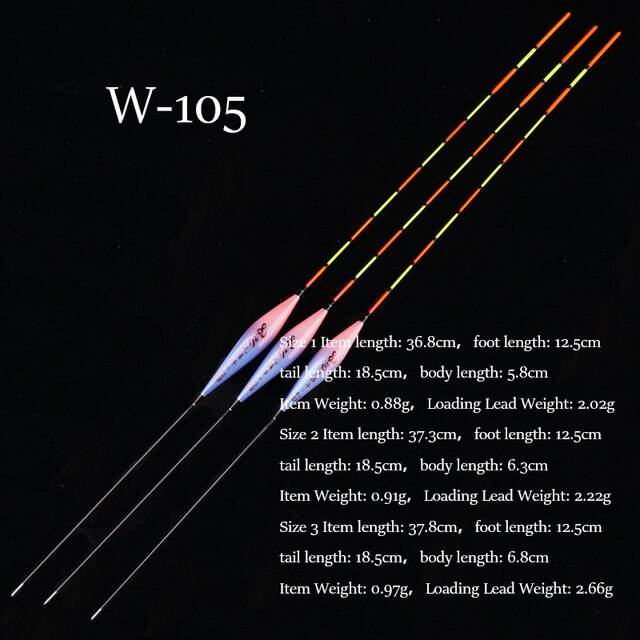 3 st/parti fiskeflöten 1-3#  flöten i komposit nanoplast för fiske med bobbers för sötvattensfiske: W -105