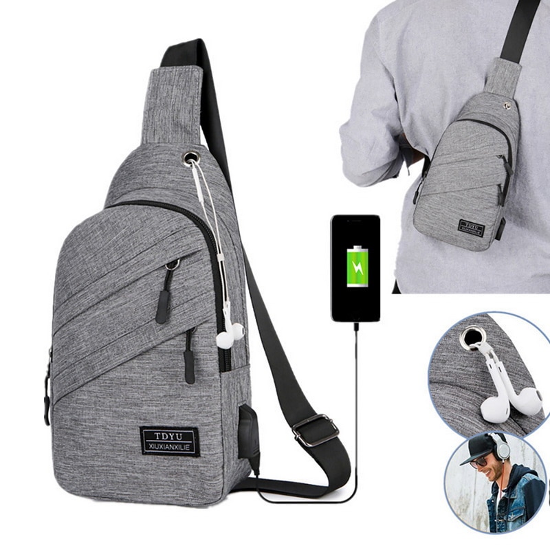 USB Charging Oxford Crossbody Bag Anti-theft Chest Pack Summer Short Trip Messengers Bag Water Repellent Shoulder Bag