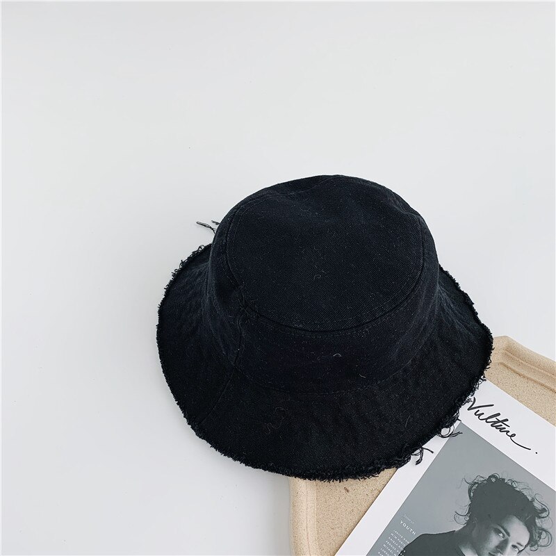 Gorros de cubo para mujer, sombrero de cubo Harajuku, sombrero de pesca al aire libre Panamá, gorra de Hip Hop para hombre, sombrero de verano para pescador para mujer: black