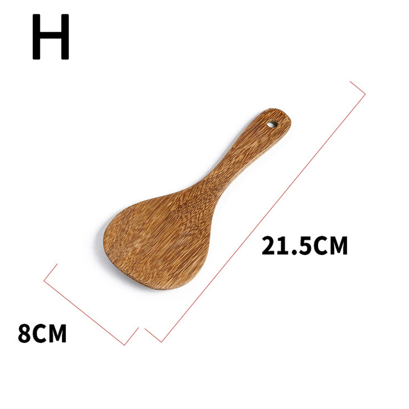 Duurzaam Eco-vriendelijke Houten Spatel Hittebestendige Non-stick Natuurlijke Houten Koken Lepel Rijst Scoop Keuken Kookgerei: H