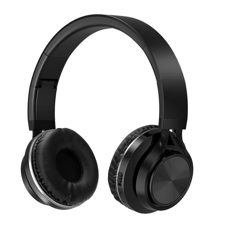 Casque sans fil or casque Bluetooth pliable casque stéréo écouteurs de jeu Support TF carte avec micro pour téléphone PC Mp3: Black