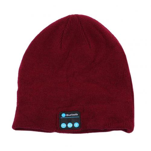 Winter Bluetooth USB Earphone Music Hat Winter Wireless Headphone Cap Headset With Mic Sport Hat For Phone Headset: Wine Red