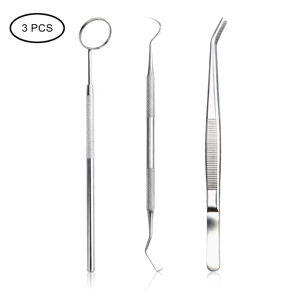 Stainless Steel Dental Tool Set Tartar Scraper Dental Mirror Dental Hygiene Kit Instrument Dental Pick Dentist Prepare Care Tool: 3PCS set A