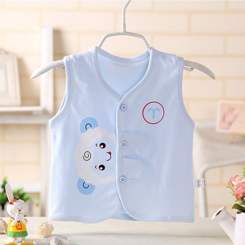 Chien Cartoon bébé gilet 100% coton doux infantile gilet confortable bébé garçons filles vêtements v-cou printemps été bébé filles vêtements: Blue Sheep / 6M