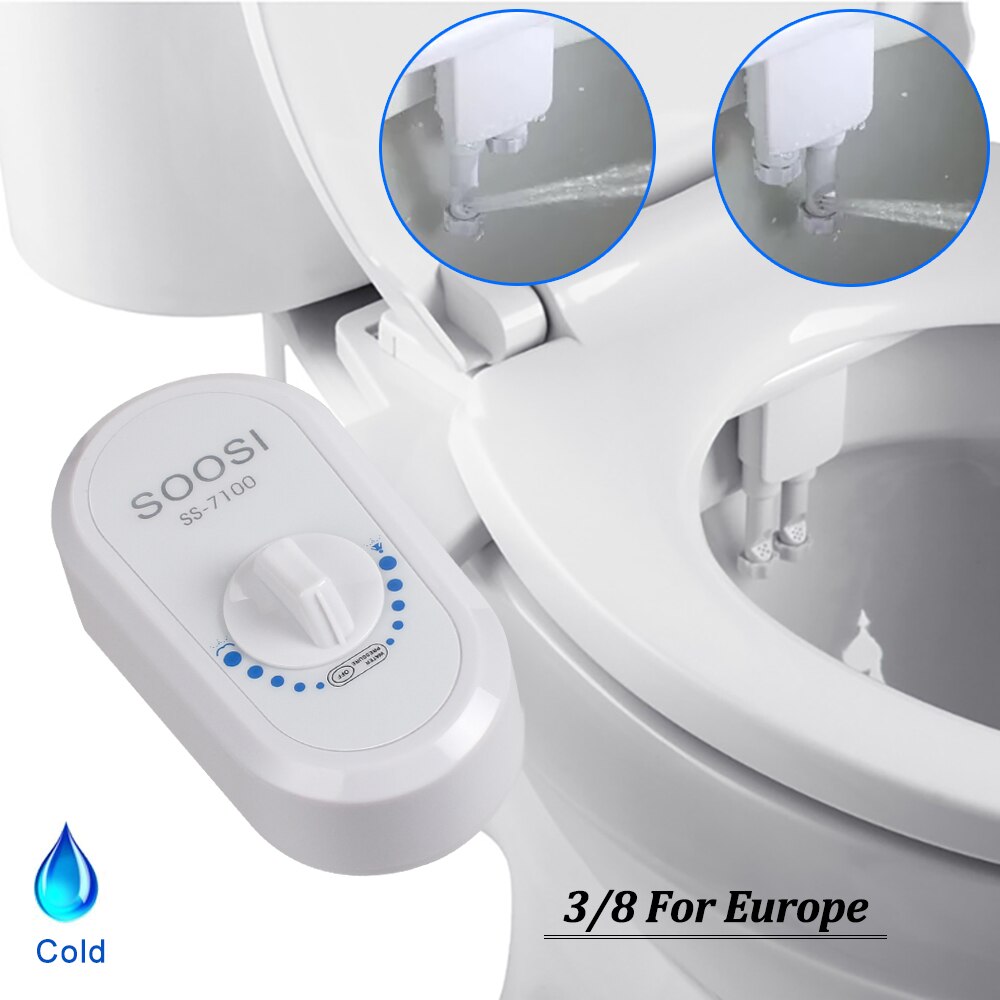 Bidet toiletsæde ikke-elektrisk selvrensende dobbelt dyse-ferskvandssprøjte bærbar mekanisk bidet vedhæftet filassvask: Ss -7100 3 8 europa