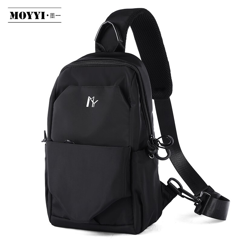 Moyyi multifunctionele crossbody tassen heren borsttas korte reis messengers 7 zakken waterafstotende schoudertas voor mannen voor de winter: Zwart met logo