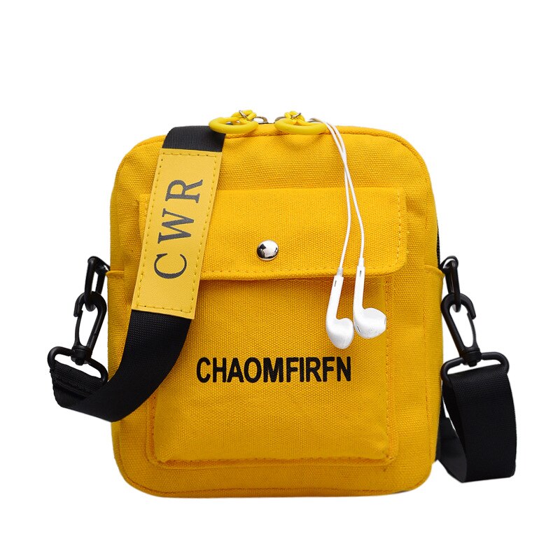 Crossbody Tassen Voor Vrouwen Canvas Koreaanse Mini Mobiele Telefoon Crossbody Tas Portemonnee Hoofdtelefoon Gat Schoudertas: Yellow