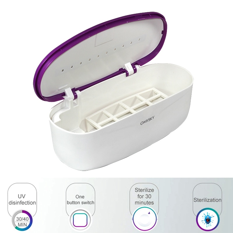 Omysky esterilizador para instrumentos de manicure desinfecção esterilizador manicure uv led prego ferramentas pinças caixa de desinfecção-p