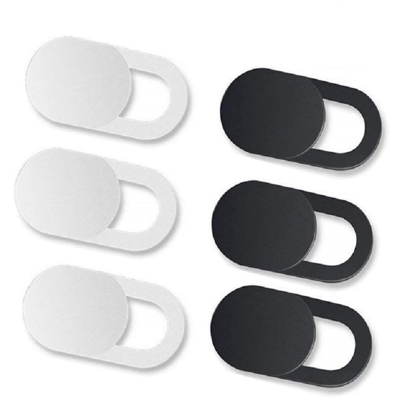 Cache-webcam magnétique coulissant en plastique pour iphone, ordinateur portable, ipad, tablette, appareil photo, téléphone portable, autocollant de confidentialité: 3 blancs 3 noirs