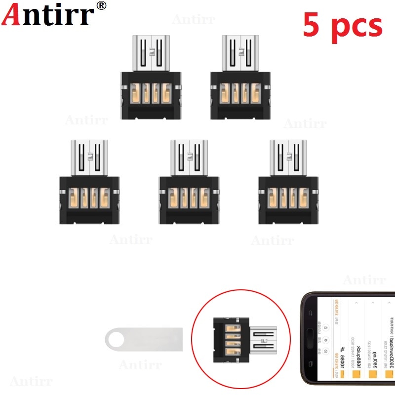 5 Stks/partij Getest Mini Micro Usb Naar Usb Connector Otg Kabel Usb Otg Adapter Voor Flash Drive Voor Samsung Android tablet Pc