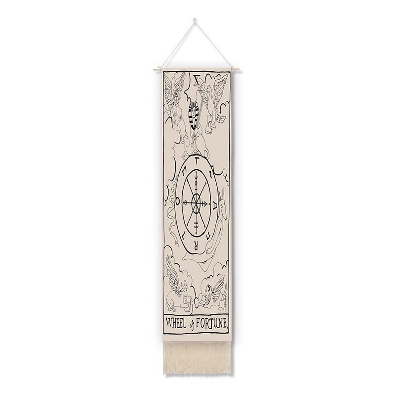 Tapiz de pared de Tarot de Luna nocturna, Mandala, decoración del hogar, imágenes colgantes de dormitorio, diagrama de eje de algodón y lino de macramé: GTTLP(87)