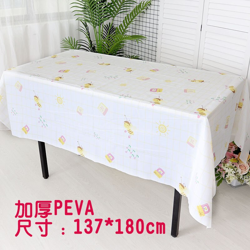 2PCs Nordic Disposable Tablecloth Rectangular PVC Plastic Desk Pad Party Oil-Proof Tablecloth: Nordic bees