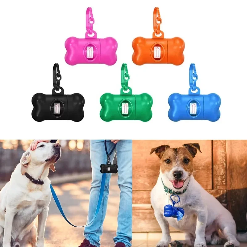 Sac de merde de chien distributeurs en forme d'os avec sacs de déchets pour animaux de compagnie sacs de déchets de chien sacs de merde sur un rouleau sac de merde de nettoyage