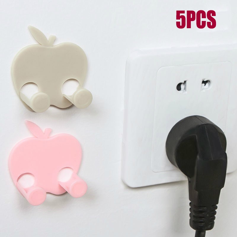 5pcs Plug Socket Hook Holder Multi-function Wall Storage Hooks Adhesive Kaycahin Hanger Home Office Storage Hook