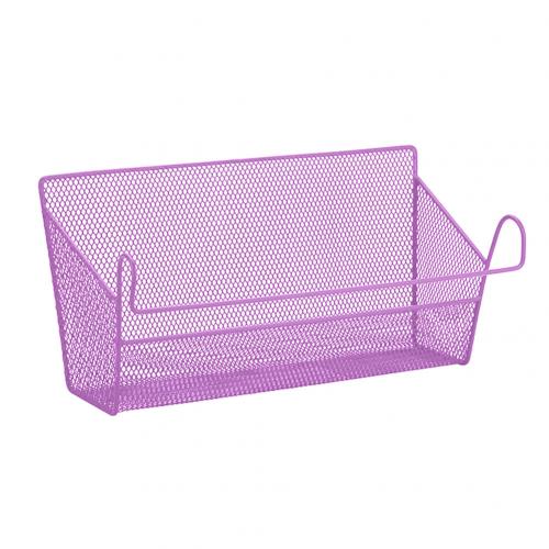 Metal Mesh Dorm Bedside Hanging Basket Wire Bookcase Shelf Rack Bunk Organizer: Pink