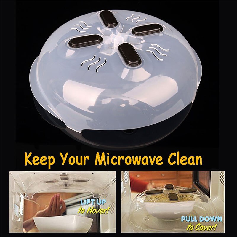 Microwave Plate Cover with Magnetic Hover Function Microwave Cover for Food Magnetic Microwave Splatter Guard Lid 11.5 Inches