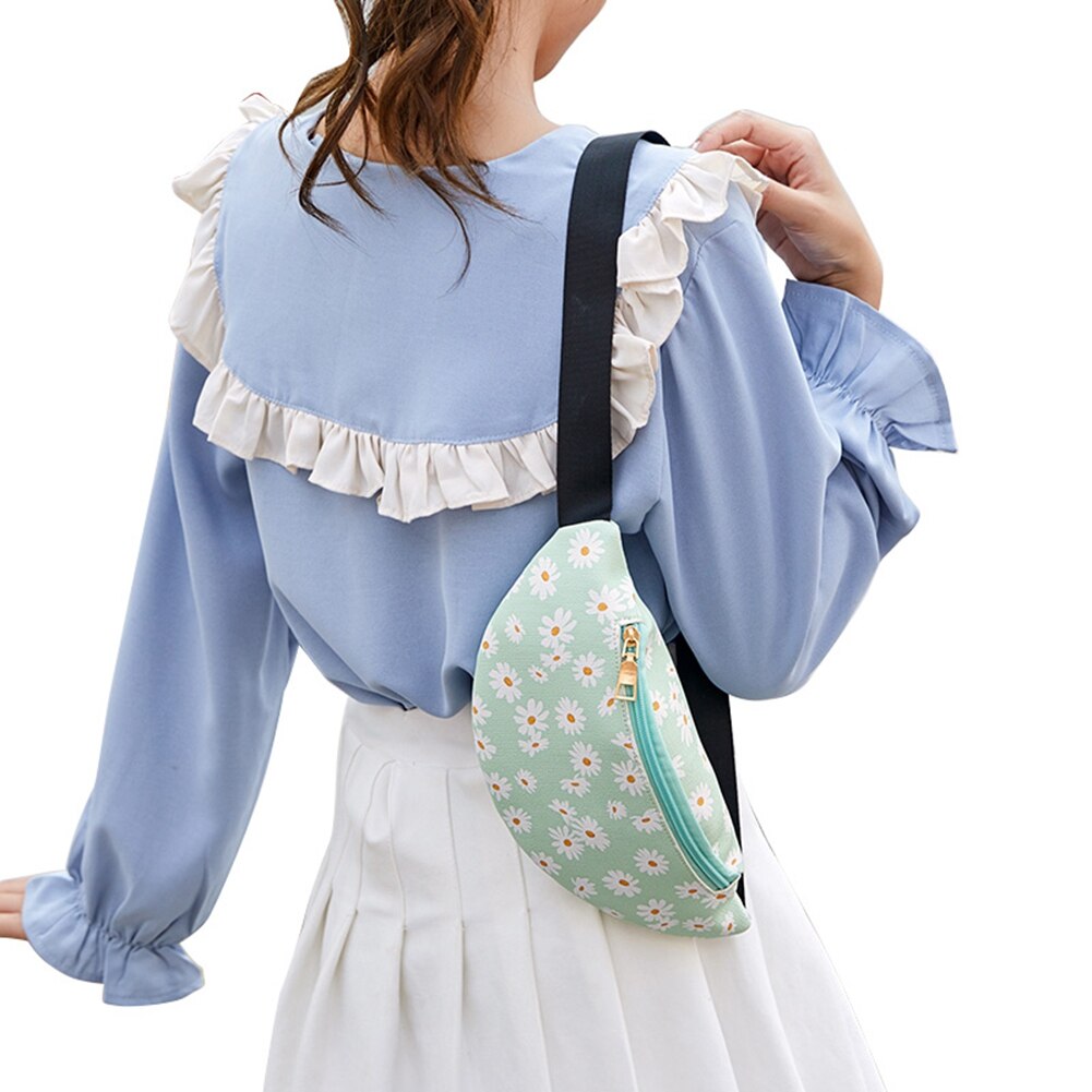 Bolsa de cintura feminina margarida impressão pacote de cintura em forma de bolinho ajustável saco de peito feminino bolsa de cinto de viagem sacos de banana fanny