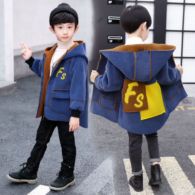 Jongens Wollen Jas En Najaar Plus Fluwelen Verdikking Kinderen Wollen Jas Kinderen Buitenlandse Stijl Grote jongen Trend