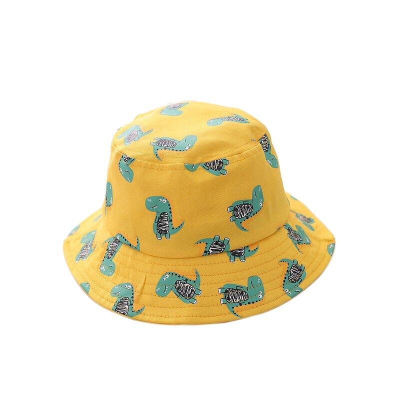 Dinosaure impression chapeau bébé chapeau dessin animé chapeau coton seau chapeau enfants été chapeau de soleil enfant en bas âge garçons filles chapeau: Yellow