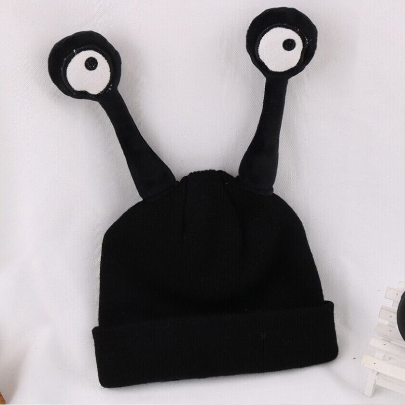 Bonnet tricoté en laine pour enfants, chapeau de bébé, mignon, insecte, escargot, dessin animé, , Crochet, hiver: Black