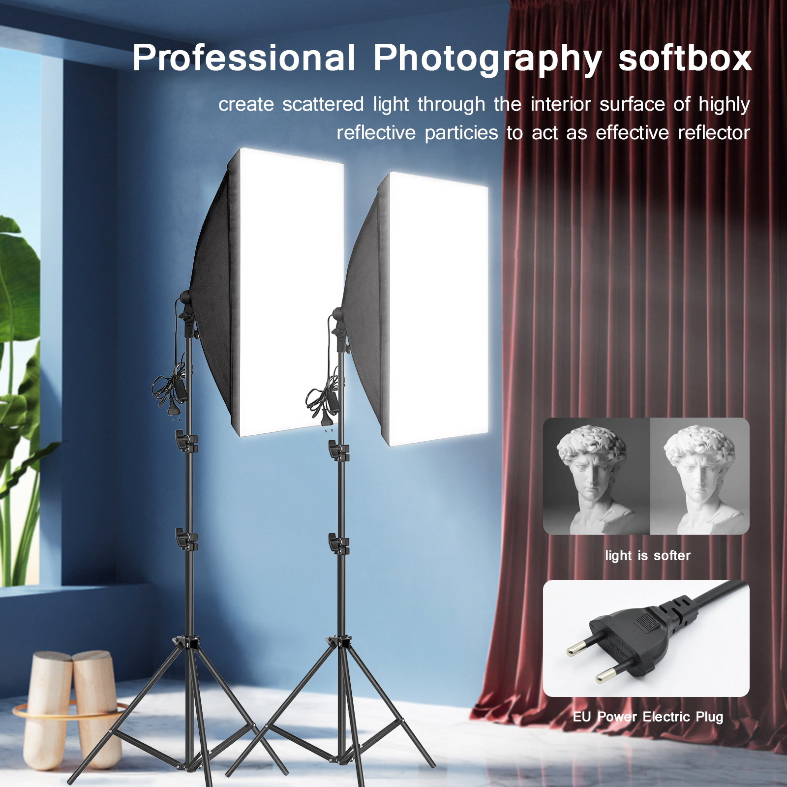 Professionelle Fotografie Softbox Beleuchtung Softbox mit Stativ E27 Fotobirne Dauerlichtsystem für Fotostudio