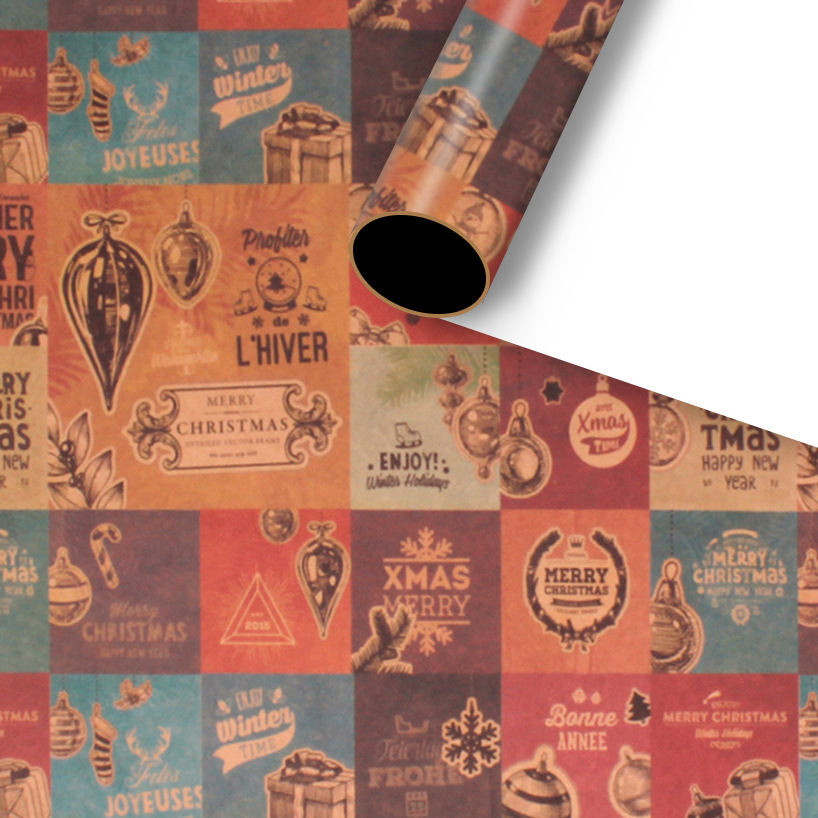 50*76cm Classic Christmas Wrapping Paper Elk Green Decoration Wrap Artware Kraft Packing Paper Vellum Paper Origami Paper: DARK GRAY