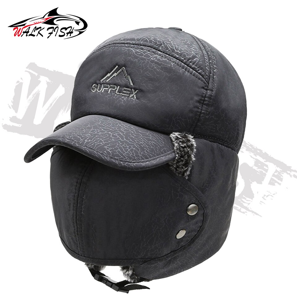 chodzić ryba czapka wędkarska zima ciepły mężczyźni Lei Feng czapka ochrona słuchu wiatroszczelna wodoodporna czapka narciarska aksamitna gruby odkryty kapelusz wędkarski: rodzaj B-szary