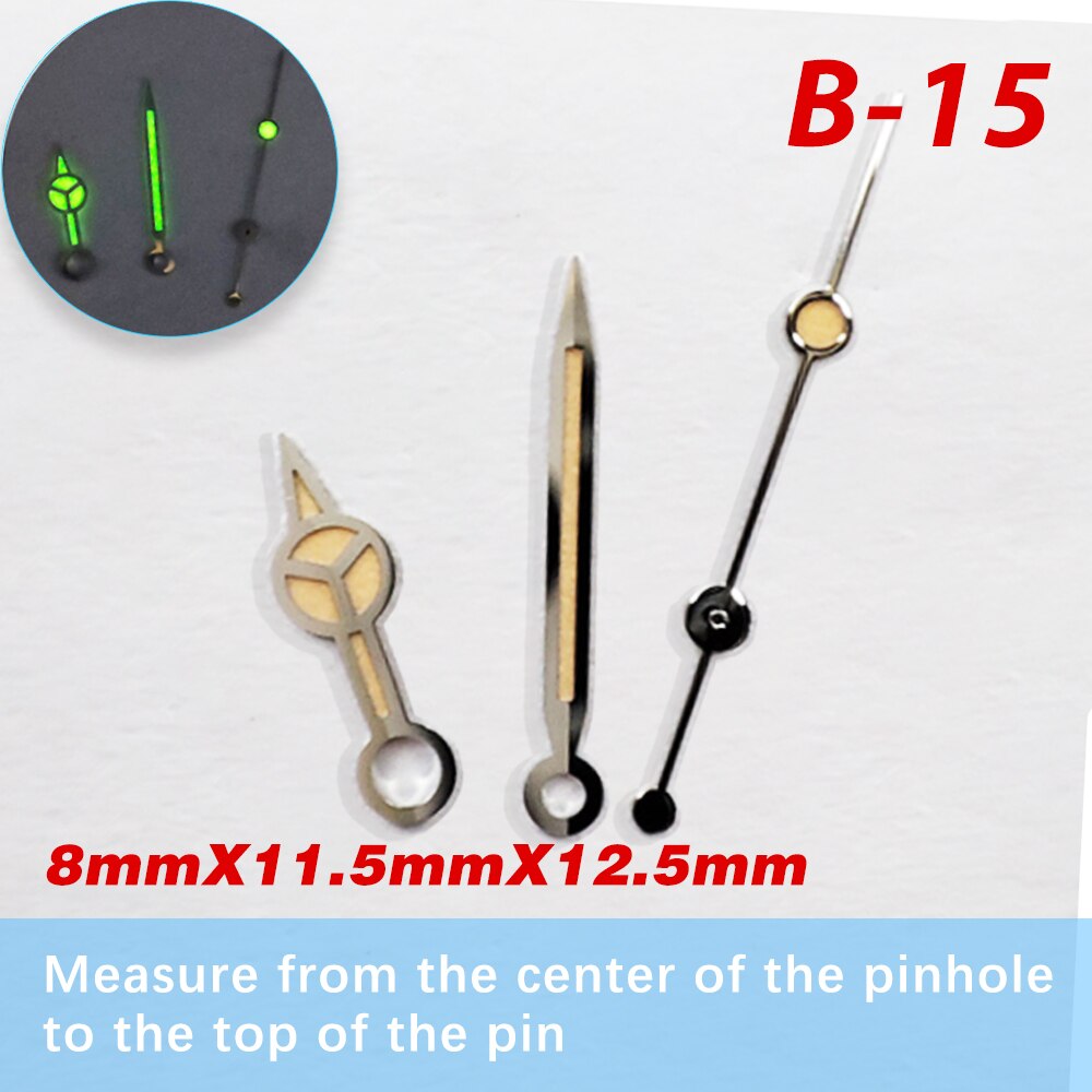 watch accessories, super bright green and blue watch hands, suitable forsuitable 8215，3804，8200，2813 movement pointer: B-15