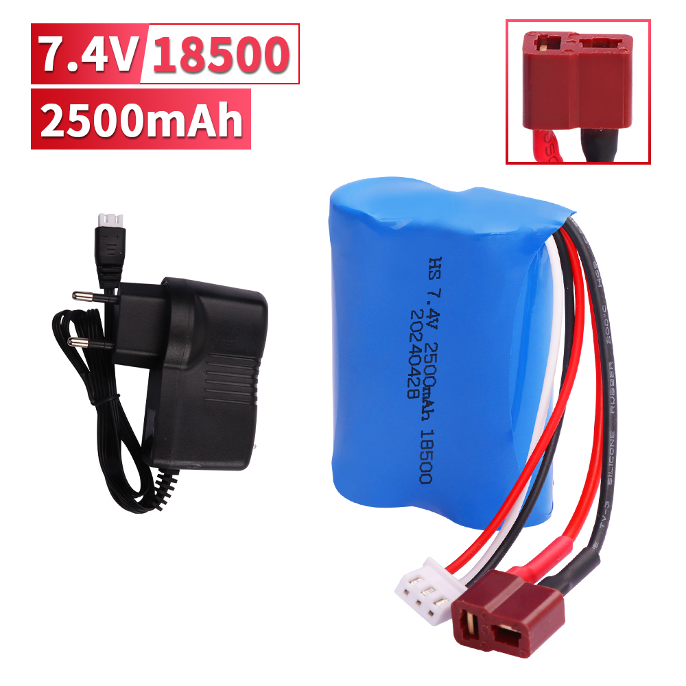18500 2500 mAh 7.4 V batterij met Oplader Voor HBX 16889 16889A 16890 16890A SG1601 SG1602 1/16 RC vrachtwagen/auto onderdelen Batterij: Bordeaux
