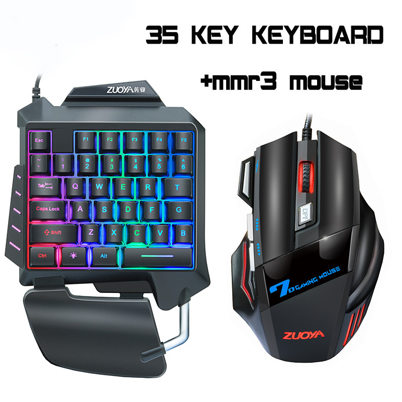 35 keys keyboard Backlit One-Handed Game Keyboard Mouse Set wired Gamer Gaming Mouse and Keyboard Kit For pro gamer: G92 and MMR3
