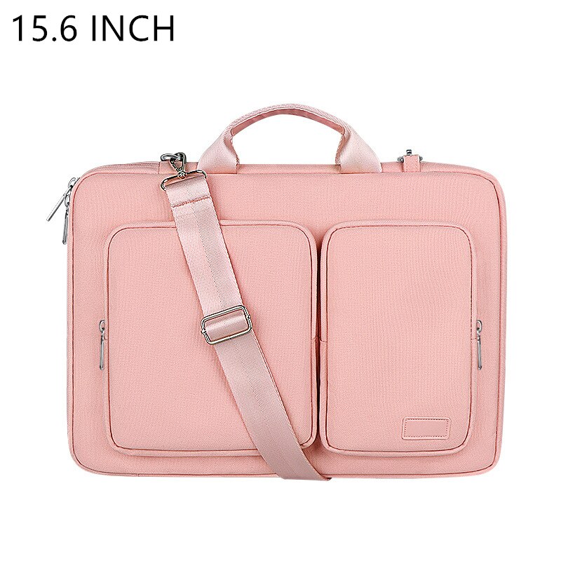 Oyixinger Briefcase Unisex Laptop Bag For Macbook Huawei Pro 13.3-15.6Inch Casual Solid Handbag Portable Business Bags: Pink 15.6Inch