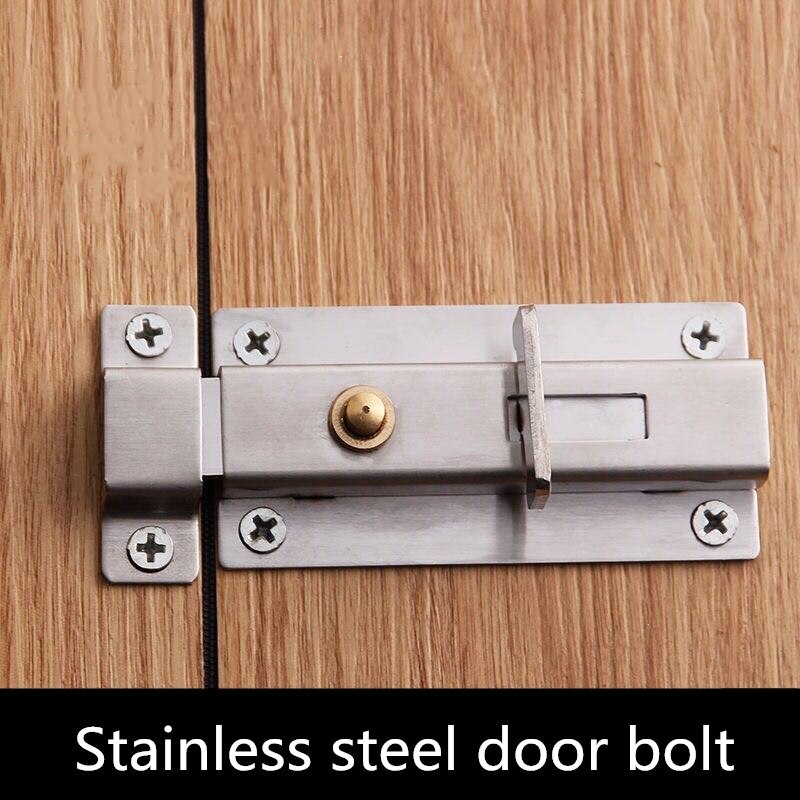 ，Stainless steel bolt lock spring anti-theft door accessories wood metal sliding door plug door buckle door bolt