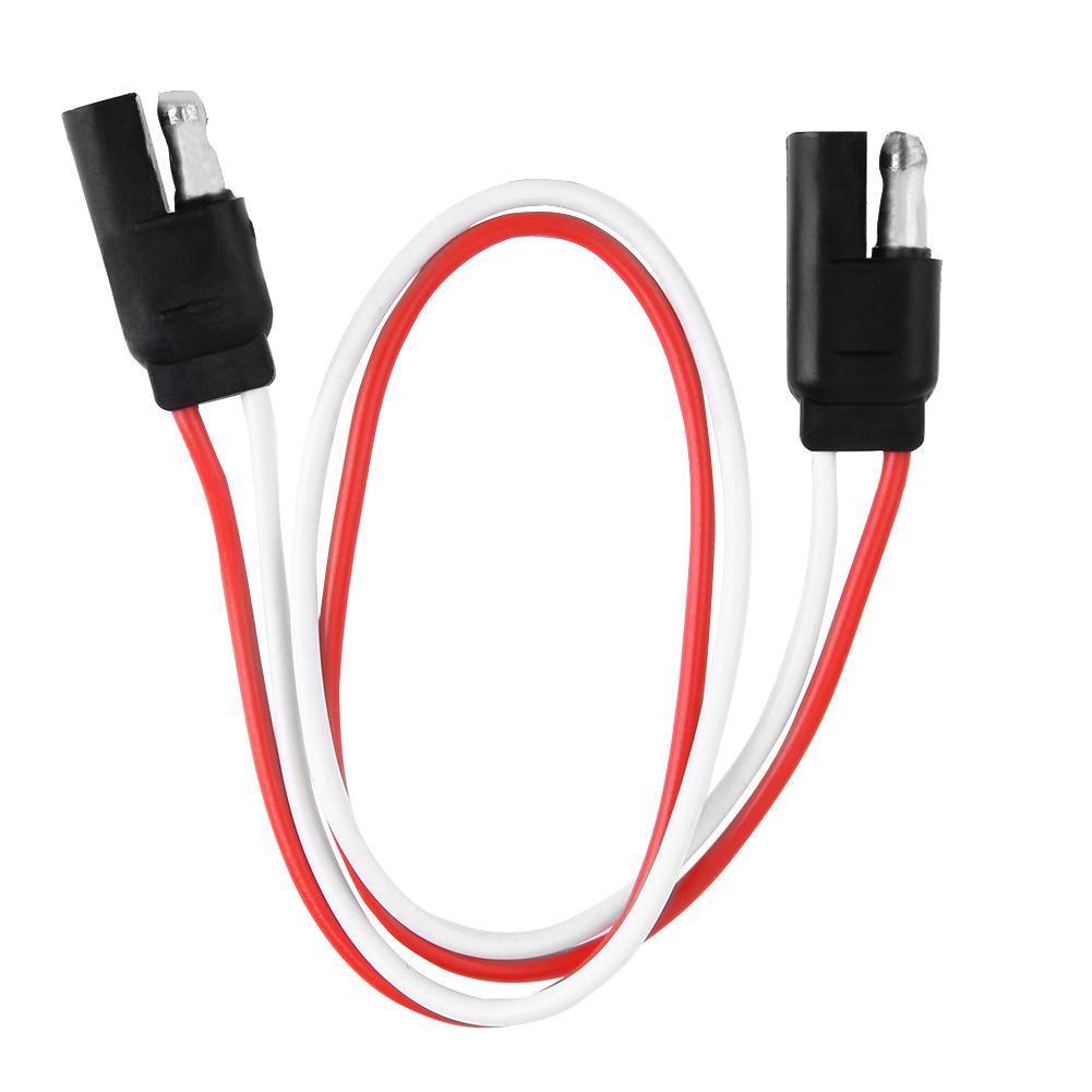 30.5cm/12in 2-Pin SAE Plug Trailer Light Wiring Harness Extension Cable Flat Wire Connector