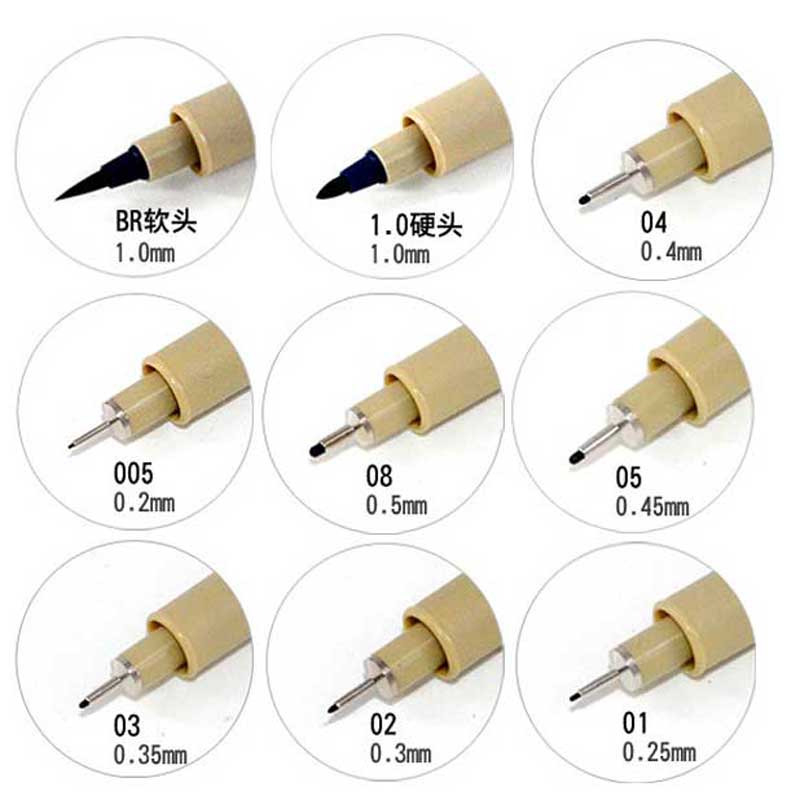 Pigment Liner Ink Marker Pen 0.05 Black Fineliner Sketching drawing sketch cartoon archival Brush Pen arts and crafts supplies