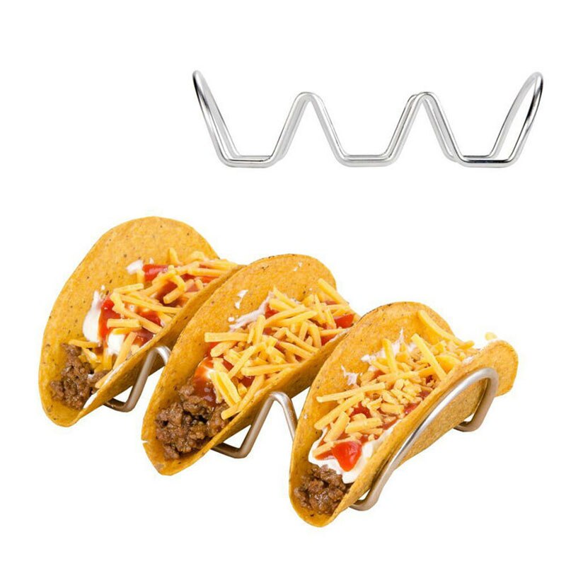 Rustfrit stål tacoholder pizza tærtebord stativ mexicansk mad bollestativ hotdog shell appetitvækkere buffet serveringsbakke tallerkener værktøj