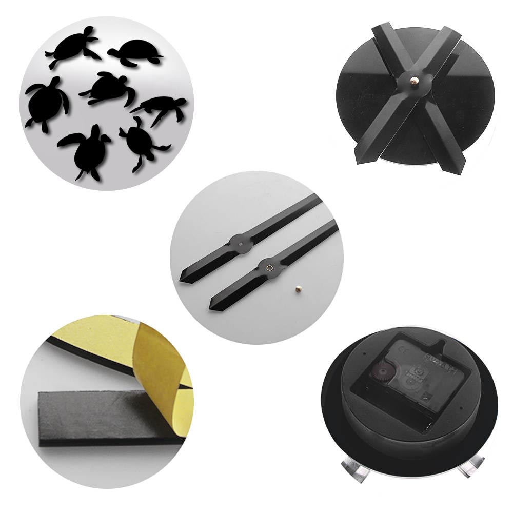 Frameless I Love Turtles Giant 3D DIY Wall Clock Sea Turtle Marine Animal Acrylic Simple DIY Big Time Clock Mirror Effect