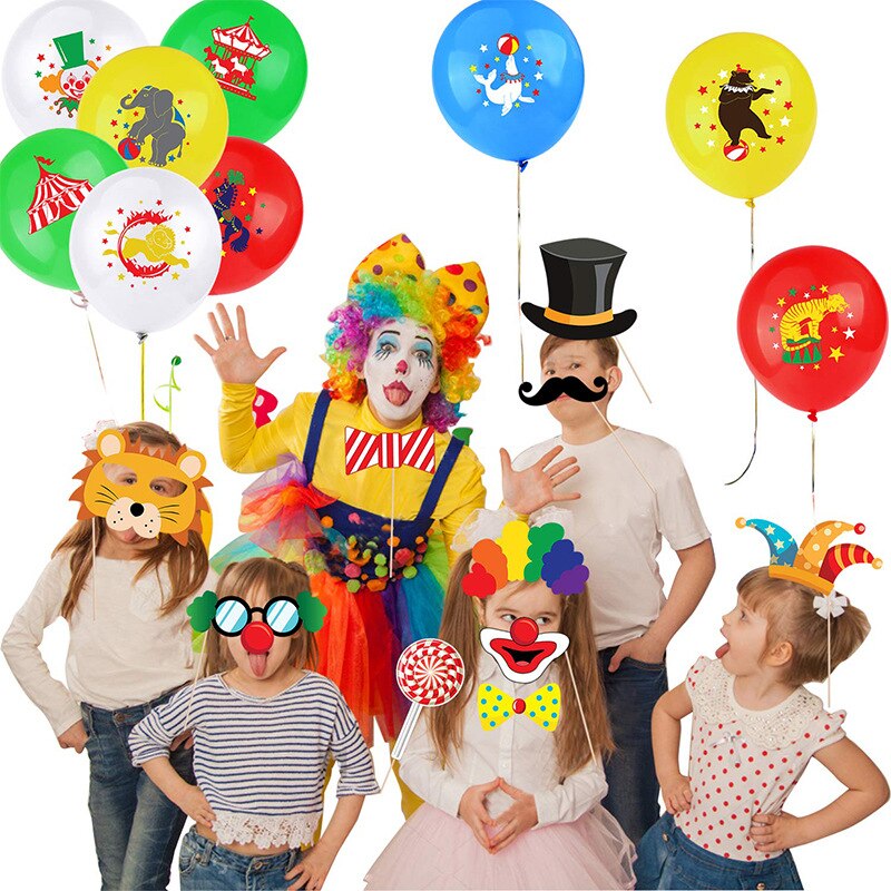 10pcs Carnival Circus Animals Balloons 12 Inch Latex Balloons Party Balloons Clown Decorations for Kids Adults Carnival Party