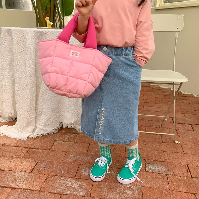 2022 Lente Kinderkleding Koreaanse Meisje Slant Knoopsluiting Geborduurd Denim Rok