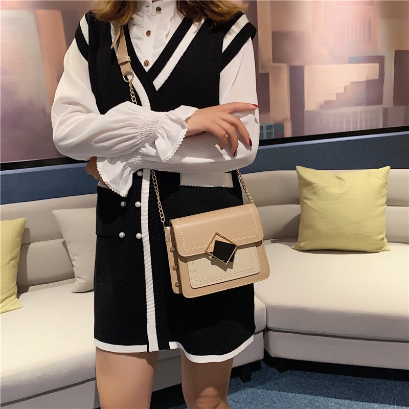 Chain Pu Leather Shoulder Bags for Women Small Crossbody Simple Special Lock Female Travel Handbags