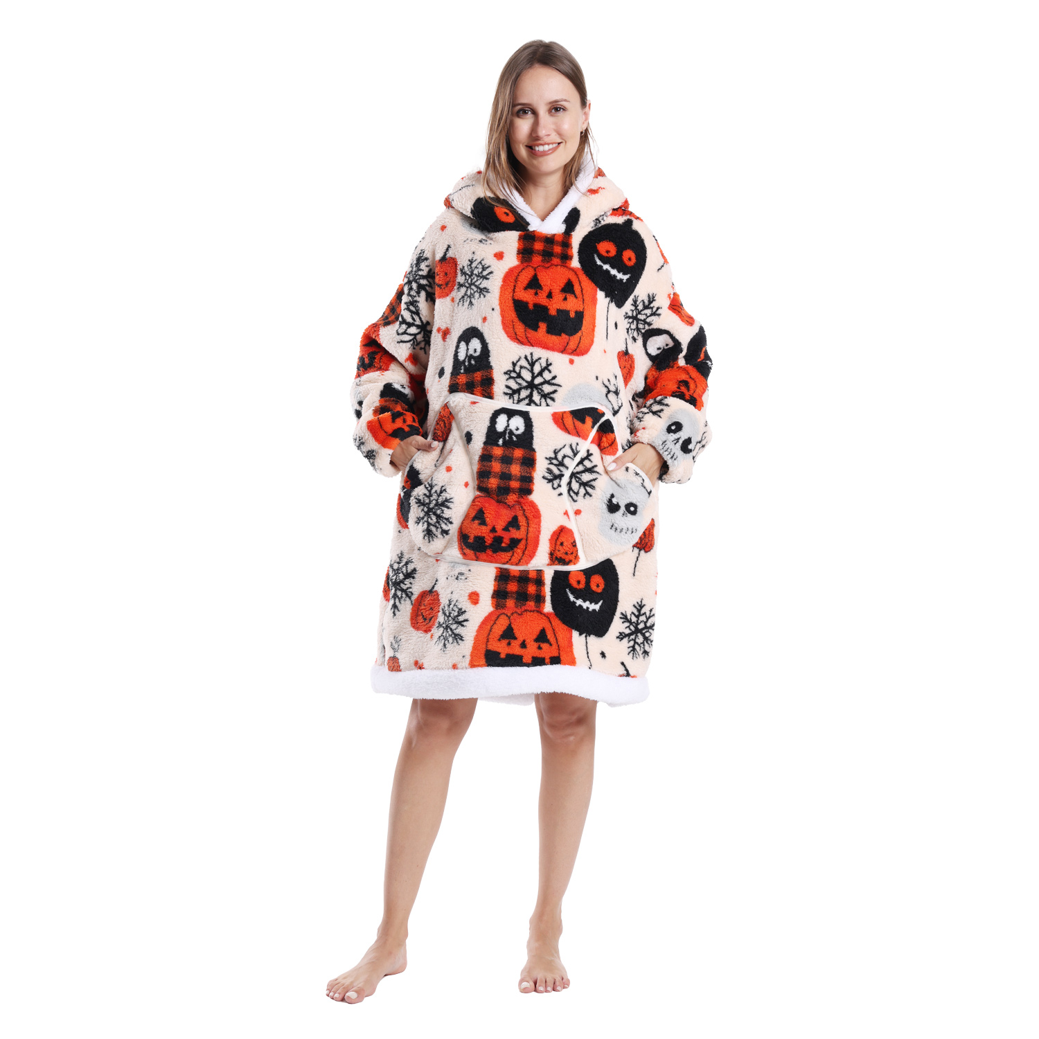Winter Warm Fleece Fluffy Fuzzy Blanket Hoodie Thick Wearable Blanket Hooded Blanket for Adults Men Women Christmas