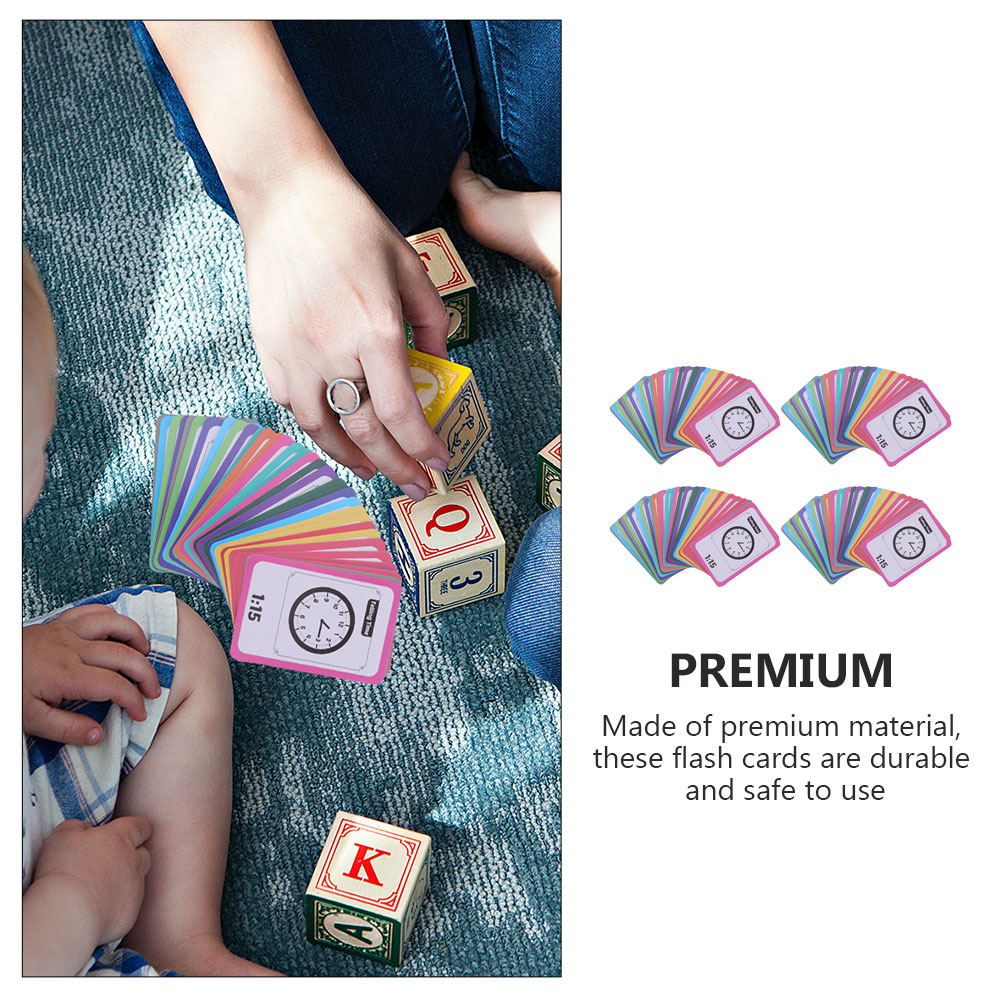 4 Boxes Practical Telling Time Flashcards Clock Figure Teaching Toys