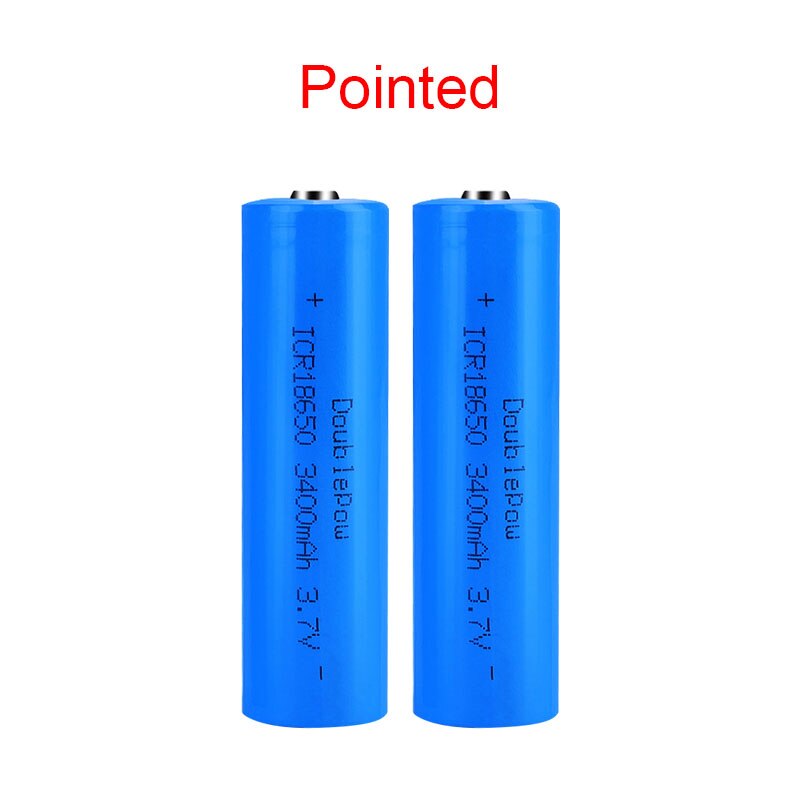 100% Originele Doublepow 18650 3.7V 3400Mah 18650 Oplaadbare Lithium Batterij Voor Zaklamp Batterijen: 2 PCS Pointed