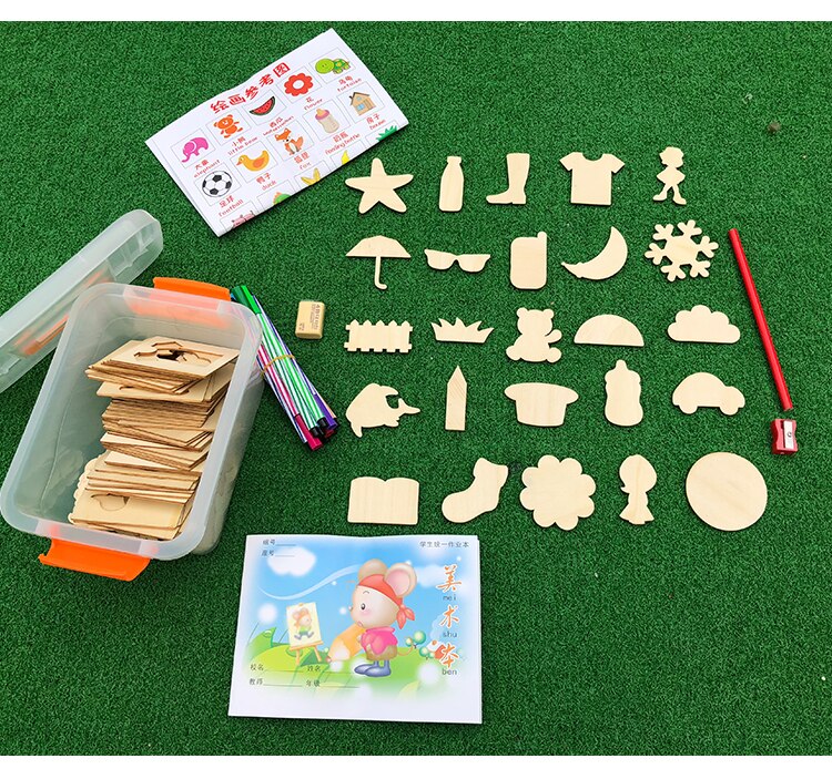 Logwood 100pcs board School Verf Gereedschap Educatief Kleurboek Verf Leren Kleuring Board tekentafel Houten Tekening speelgoed: WHITE