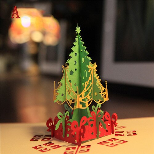 3D Frohe Weihnachten Baum Papier Grußkarten Für Weihnachten Freunde Einladung freundlicher: A