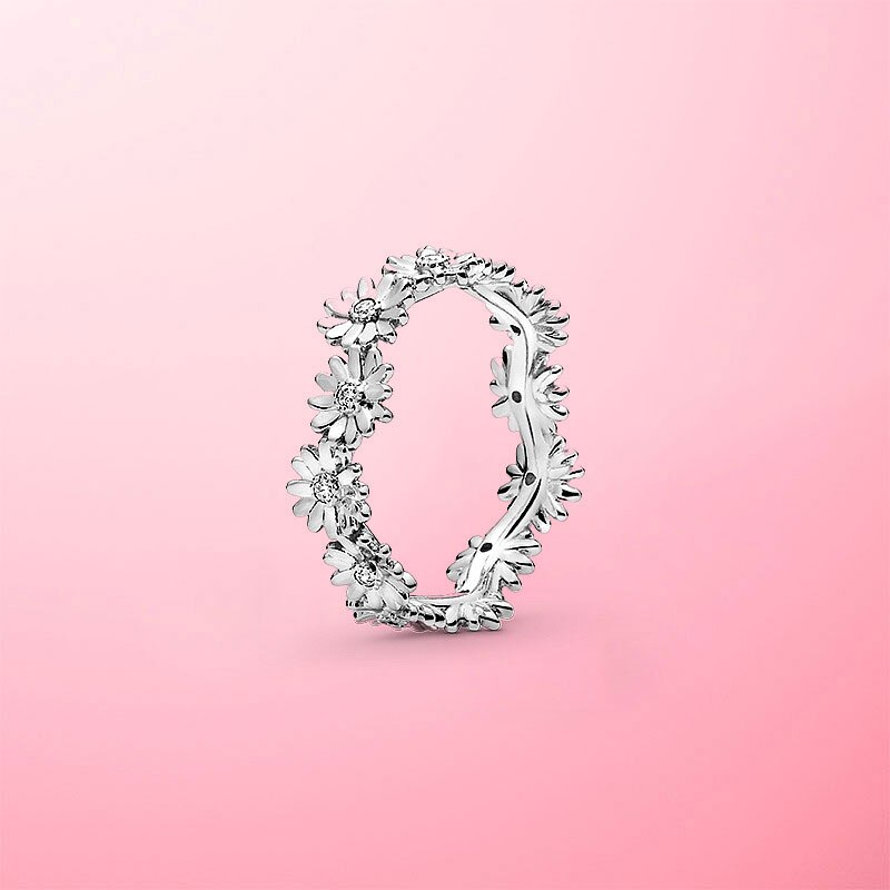 neue Authentische 925 Sterling Silber Funkelnden Gänseblümchen Blume Krone Finger Ring Für Frauen Original Silber Schmuck Beste: 6 / PTR006