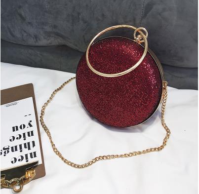 Bling Bling di Modo di Paillettes in Metallo Anello Tote Borsa Del Partito delle Donne Della Catena Della Borsa Bolsa Crossbody mini Sacchetto Del Messaggero del Sacchetto di Spalla: rosso