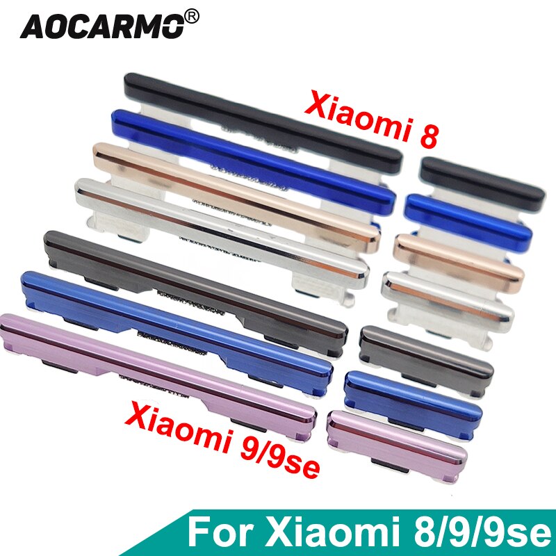 Aocarmo Voor Xiaomi 8 / 9 / 9se Mi8 Mi9 Mi9 Se Power On/Off Volume Up Down Schakelaar zijknoppen Key Vervanging Deel