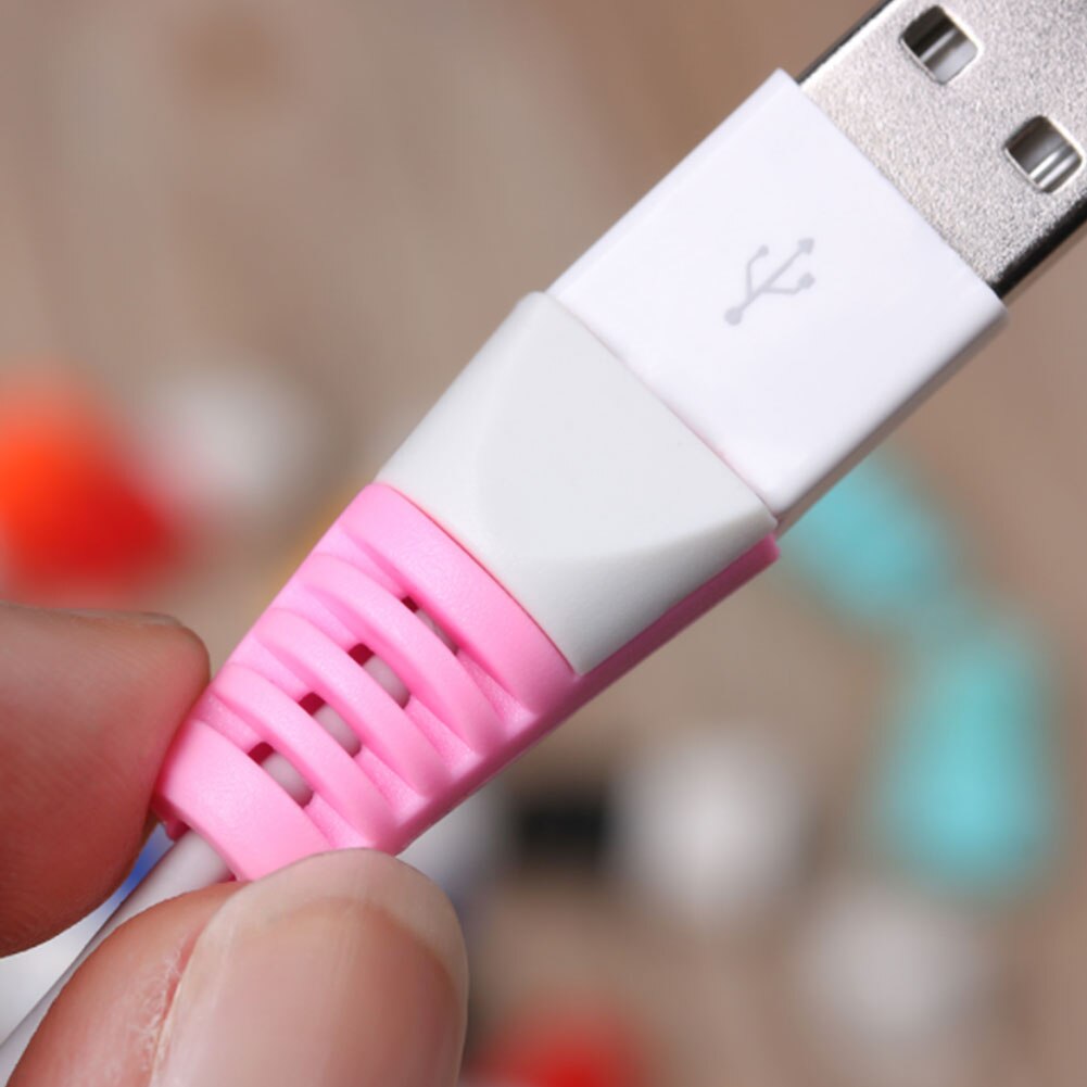 10Pcs/set Soft Cable Protector Data Line Case Protection Spring Twine Bobbin Winder For iPhone Android USB Charging Cable Cover