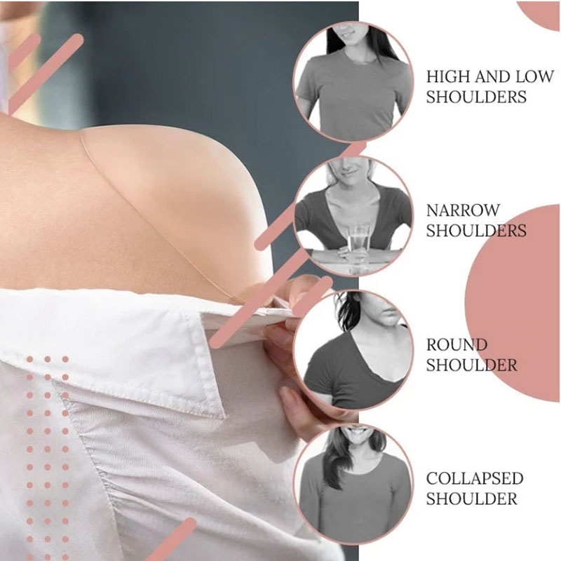 1 paar onzichtbare afneembare ademende siliconen schoudervulling voor dames schouderversterker herbruikbare zelfklevende kleding